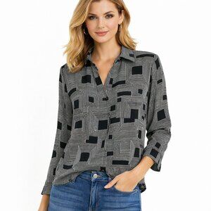 Rafaella Geometric Black and White Women's Top NWOT size M